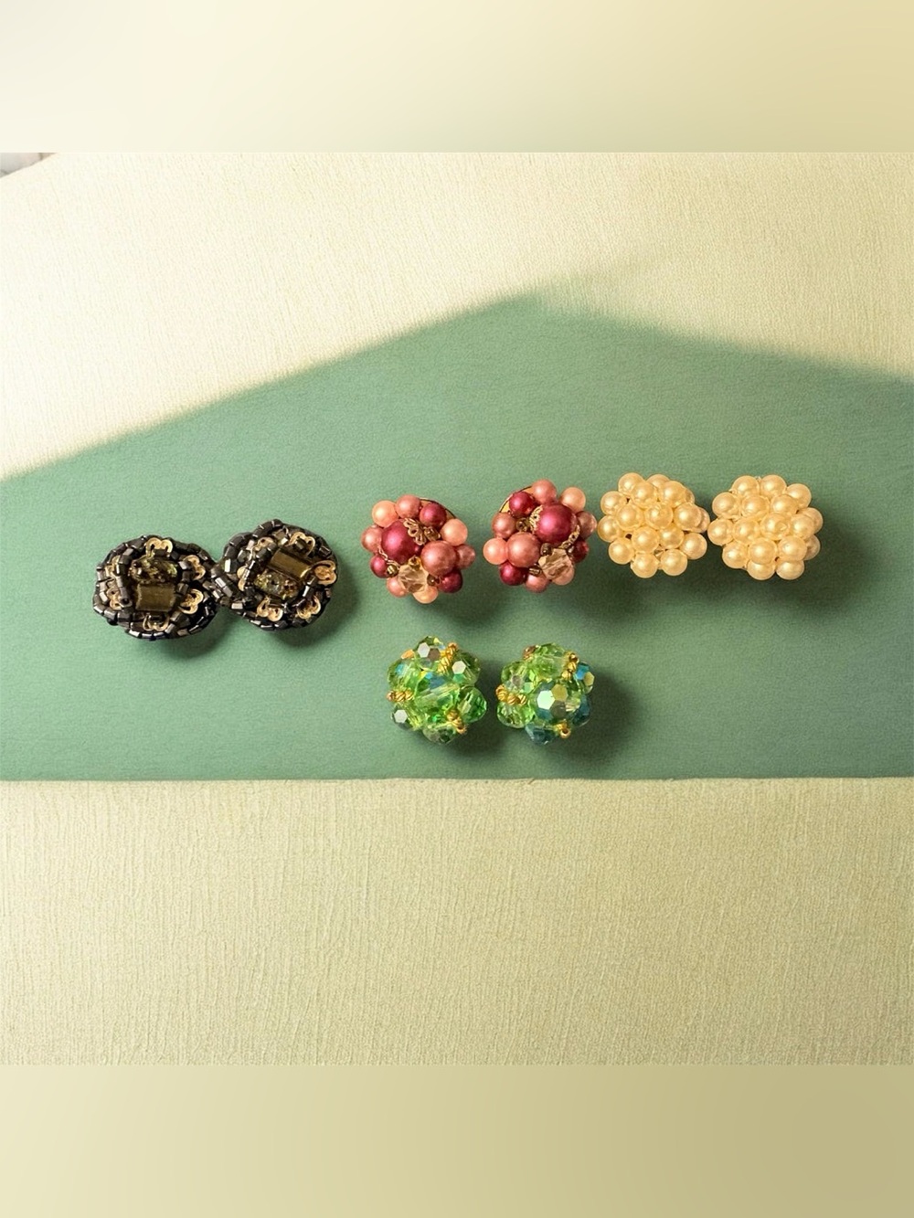 Vintage Clip-On Earrings Lot - Set of 4 Cluster Pairs